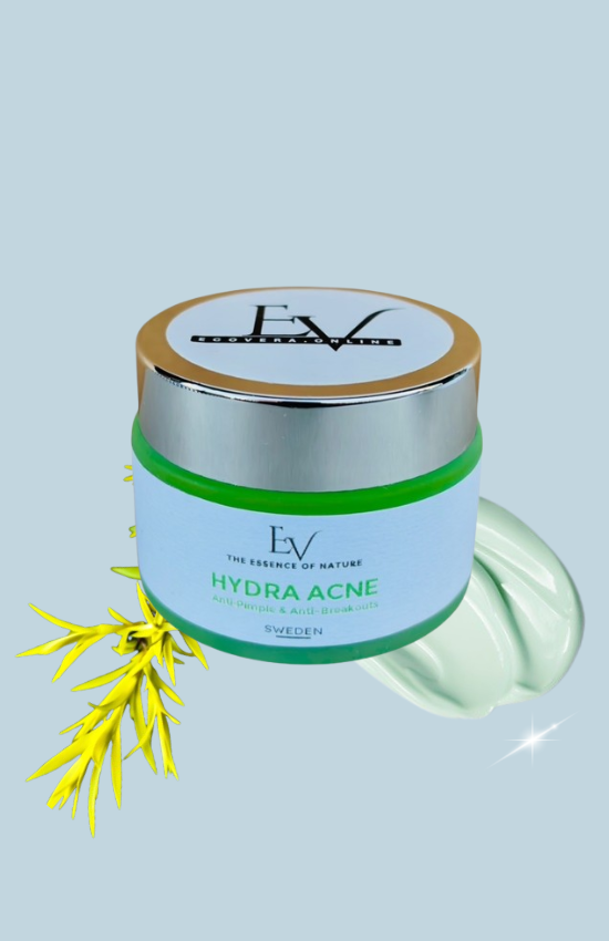Close view of Hydra Acne Cream on a plain setting, showcasing its prowess in hydrating while effectively treating acne and evening out skin tone.